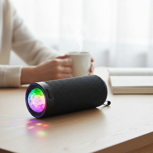 GeneCore NovaBeat | Portable Bluetooth Speaker with Integrated Party Lights & Power Bank (Type-C/MicroSD)