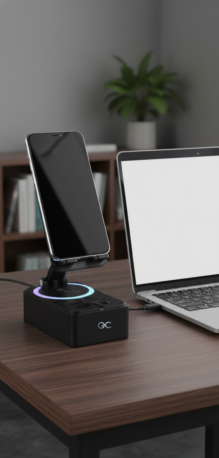 GeneCore MultiView DeskHub | Wireless Bluetooth Speaker & Ergonomic Mobile Phone Stand 2-in-1